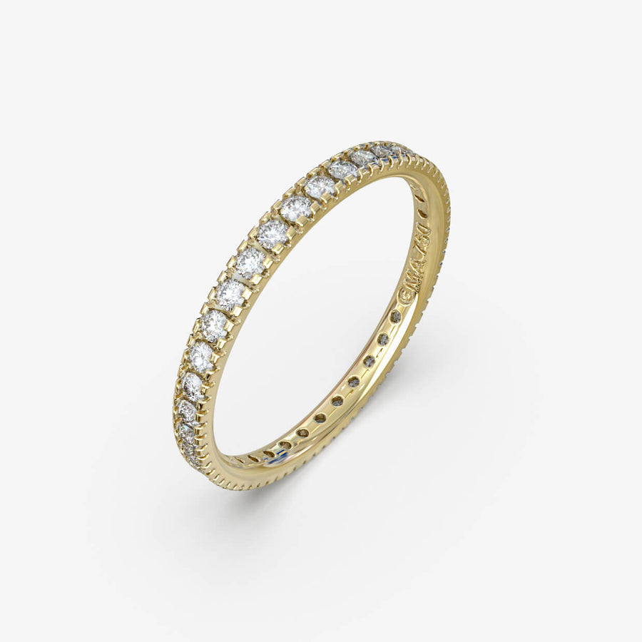 Alliancering med naturlige diamanter i 18 kt gult guld, produktfoto