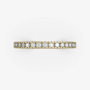 Alliancering med naturlige diamanter i 18 kt gult guld, set oppefra