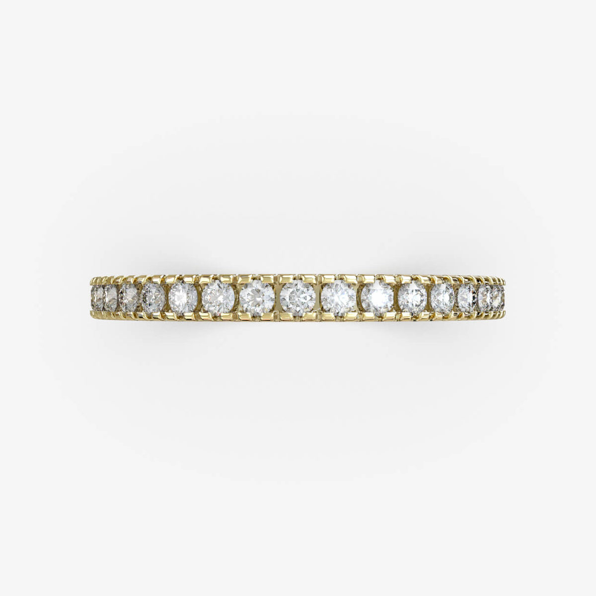 Alliancering med naturlige diamanter i 18 kt gult guld, set oppefra