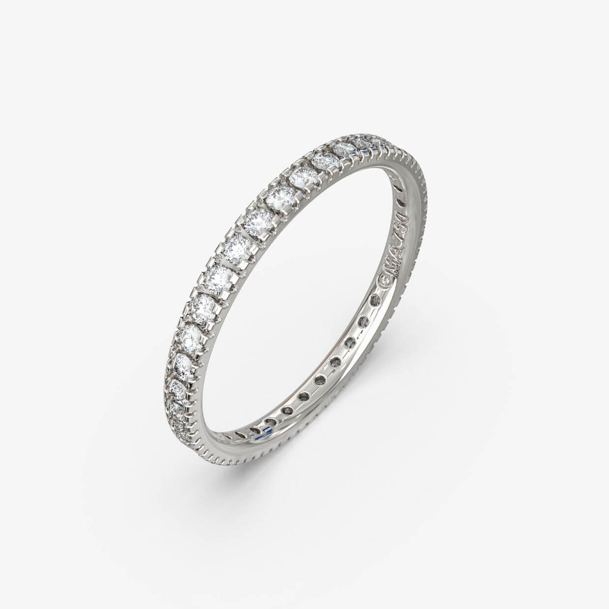 Alliancering med naturlige diamanter i 18 kt hvidguld, produktfoto