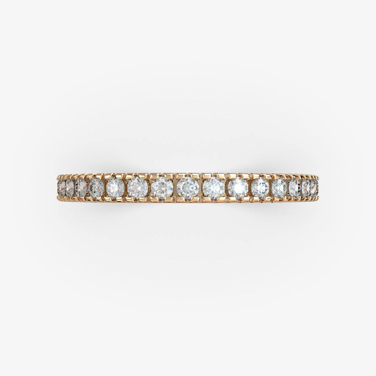 Alliancering med naturlige diamanter i 18 kt rosaguld, set oppefra