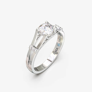 Forlovelsesring i 18 kt hvidguld med naturlig diamant, set i skrå vinkel