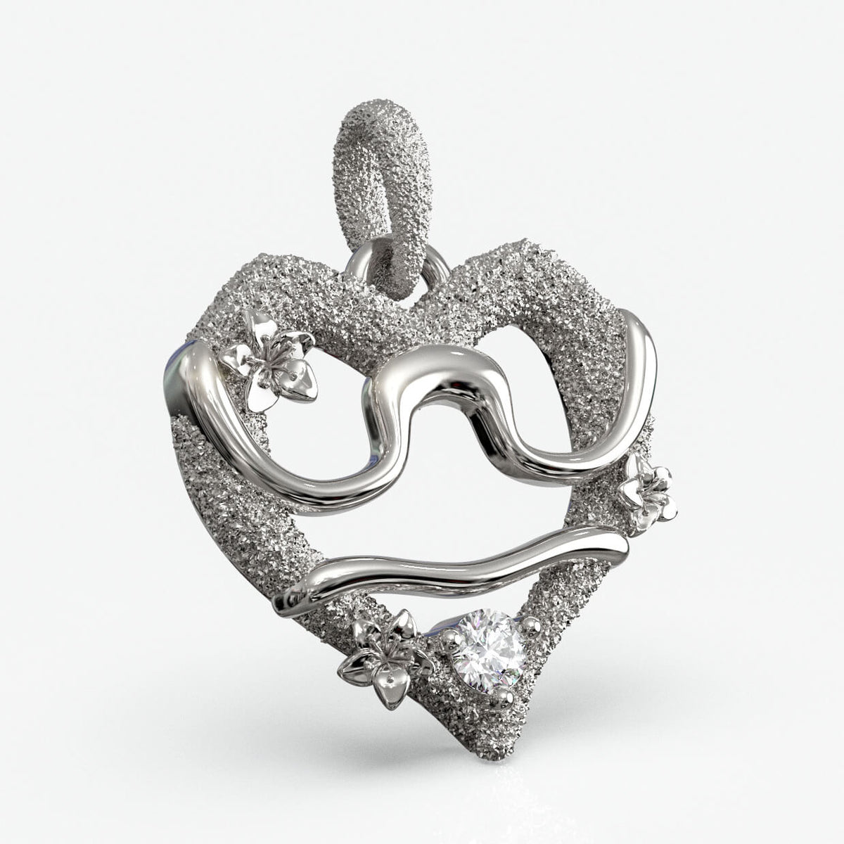 Vægten stjernetegnsvedhæng i 18 kt hvidguld med diamant, hjerteformet design, produktfoto