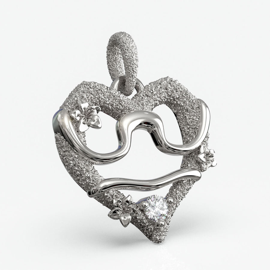 Vægten stjernetegnsvedhæng i 18 kt hvidguld med diamant, hjerteformet design, produktfoto