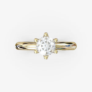 Forlovelsesring i 18 kt gult guld med naturlig diamant 0,50 ct., produktfoto