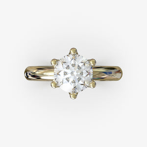 Forlovelsesring i 18 kt gult guld med naturlig diamant 1,00 ct., produktfoto