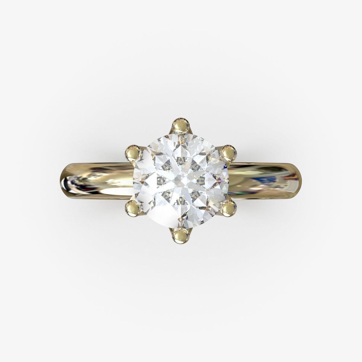 Forlovelsesring i 18 kt gult guld med naturlig diamant 1,00 ct., produktfoto