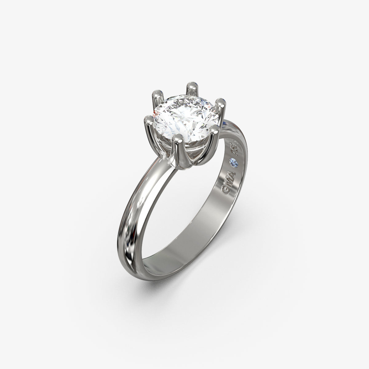 Forlovelsesring i 18 kt hvidguld med naturlig diamant 1,00 ct., set fra siden