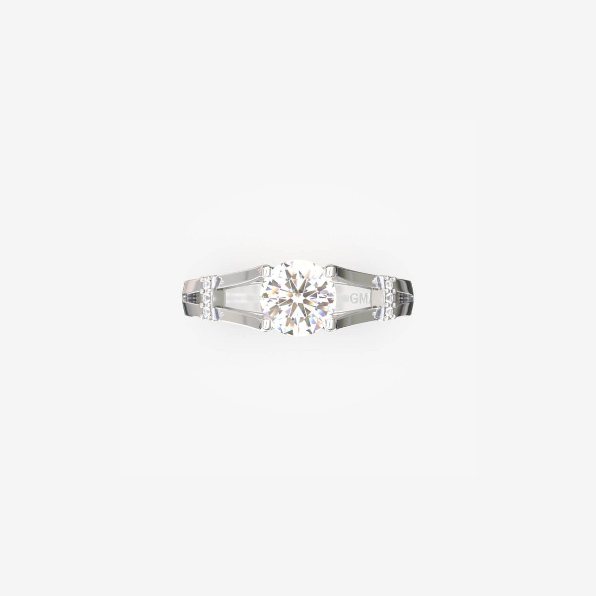 Forlovelsesring i 18 kt hvidguld med naturlig diamant, set forfra