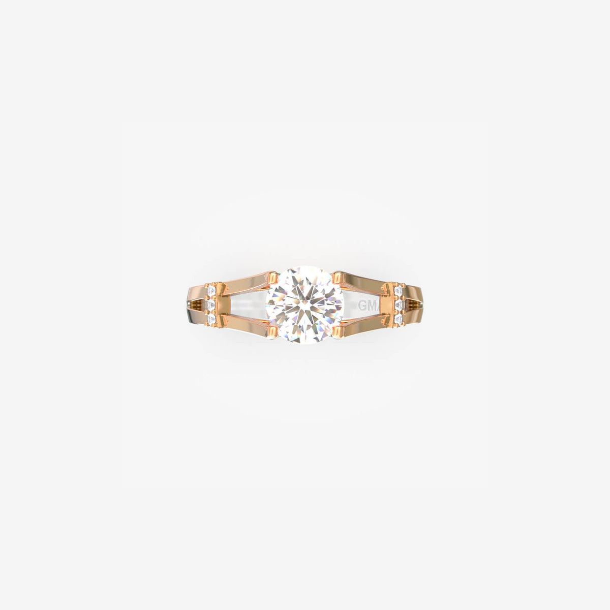 Forlovelsesring i 18 kt rosaguld med naturlig diamant, set forfra