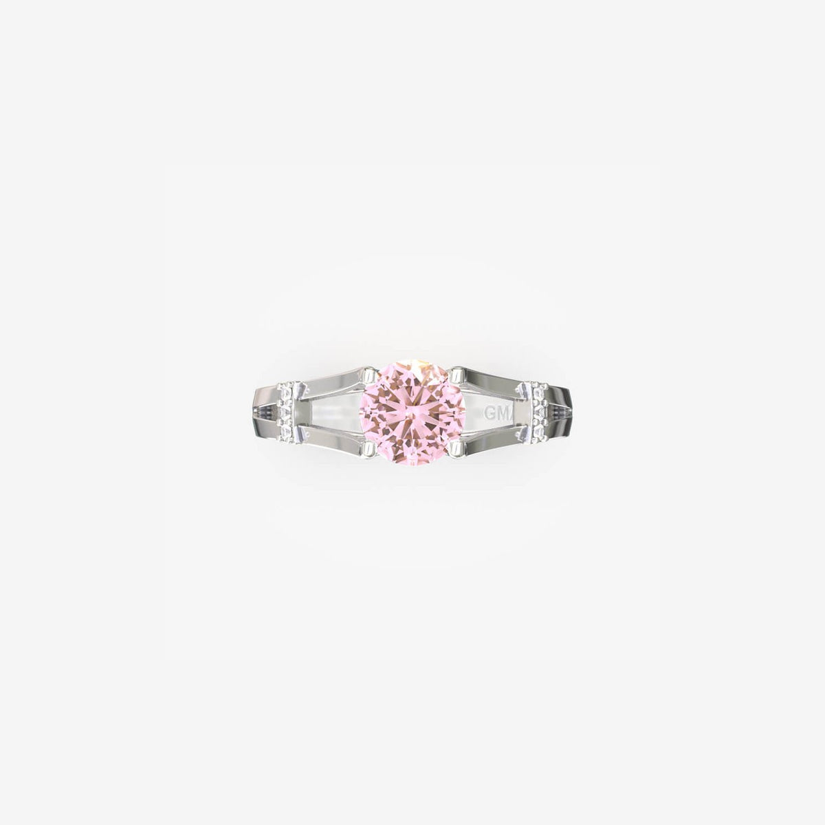 Forlovelsesring i 18 kt hvidguld med morganit, set forfra