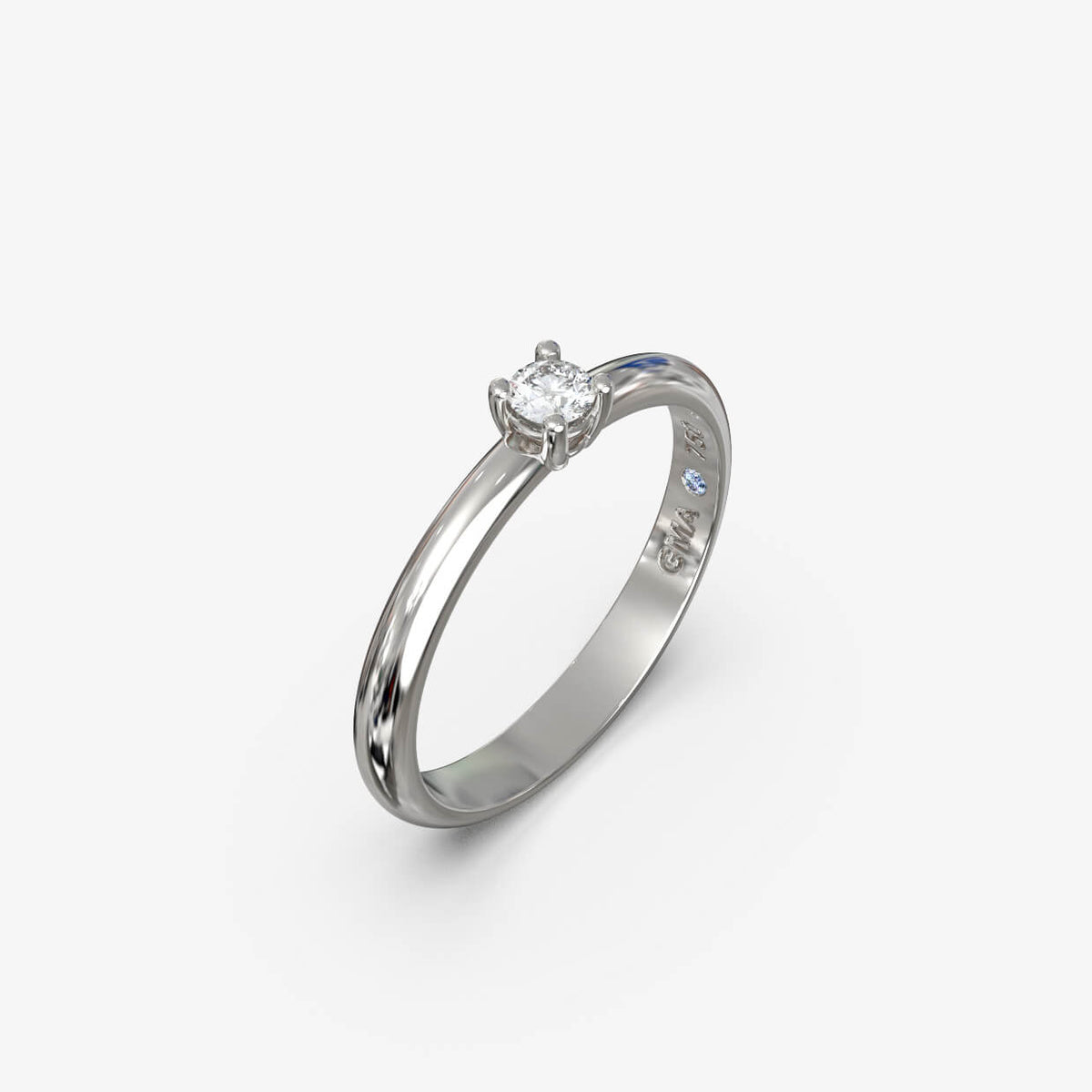 Forlovelsesring i 18 kt hvidguld med naturlig diamant 0,10 ct., produktfoto