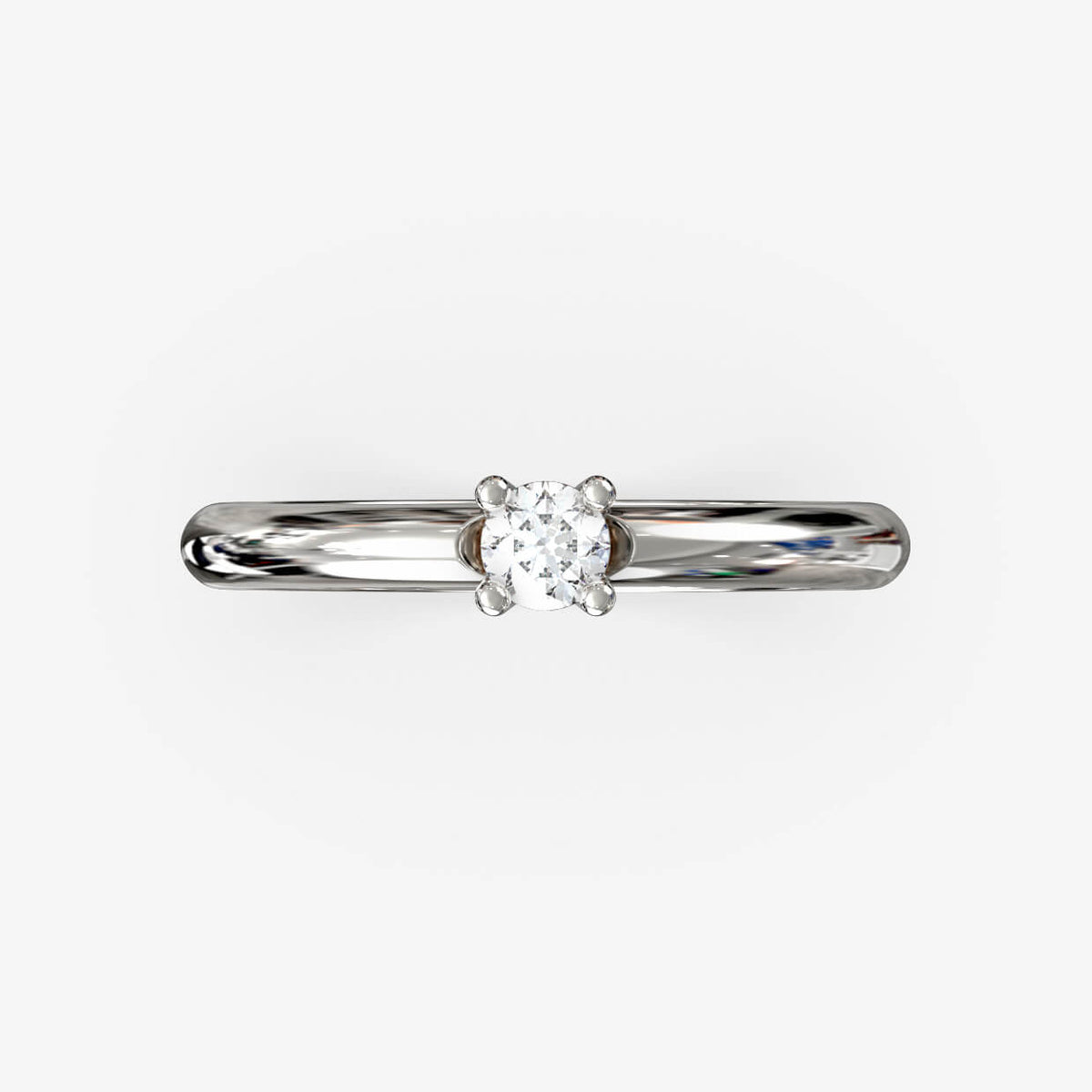Forlovelsesring i 18 kt hvidguld med naturlig diamant 0,10 ct., set oppefra