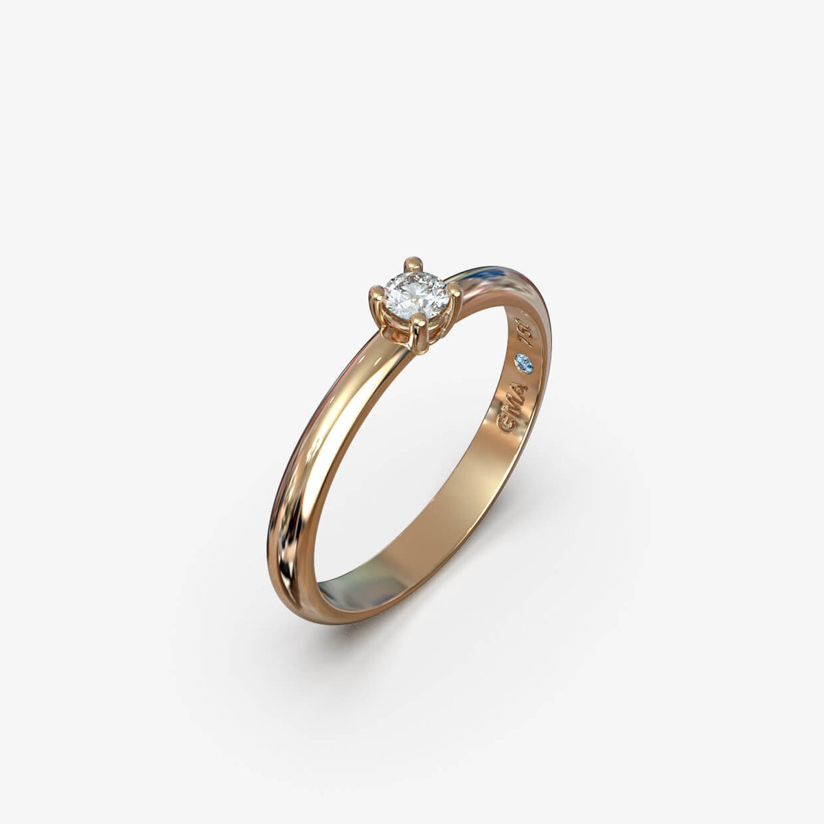 Forlovelsesring i 18 kt rosaguld med naturlig diamant 0,10 ct., produktfoto