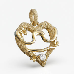 Vægten stjernetegnsvedhæng i 18 kt gult guld med diamant, hjerteformet design, produktfoto