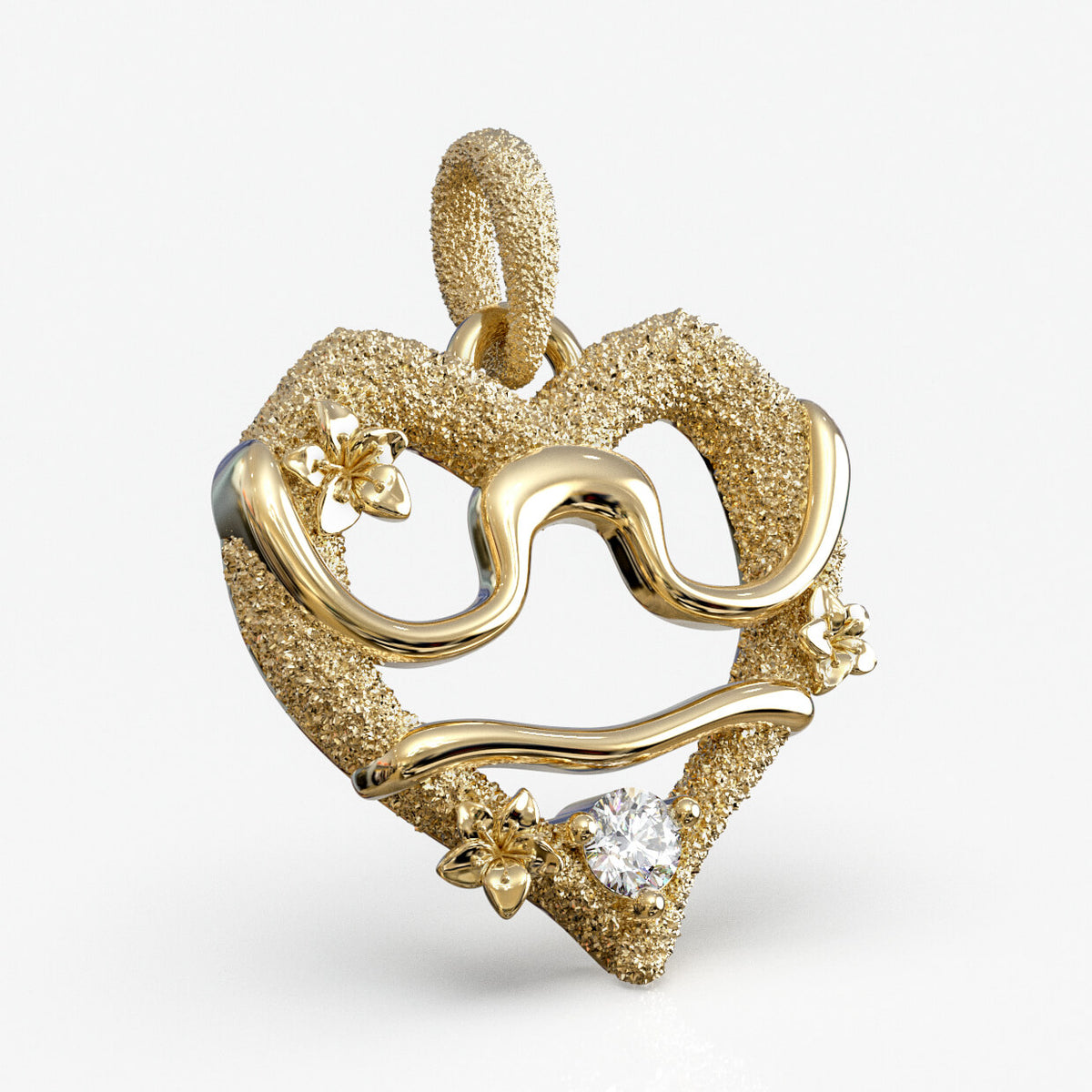 Vægten stjernetegnsvedhæng i 18 kt gult guld med diamant, hjerteformet design, produktfoto