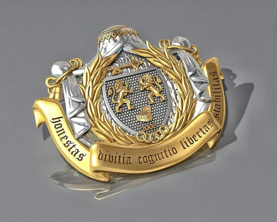 3D-model: Designstudie til emblem med laurbær