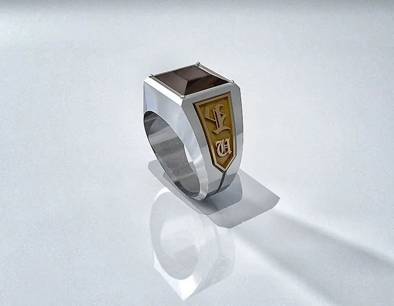 3D-model: Ring med skjold på siden — en anden vinkel