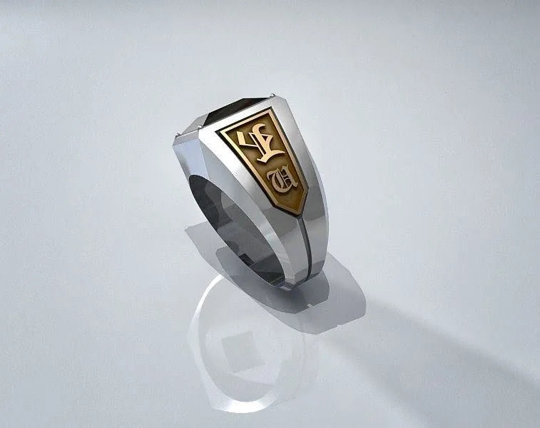 3D-model: Ring med skjold på siden — en anden vinkel