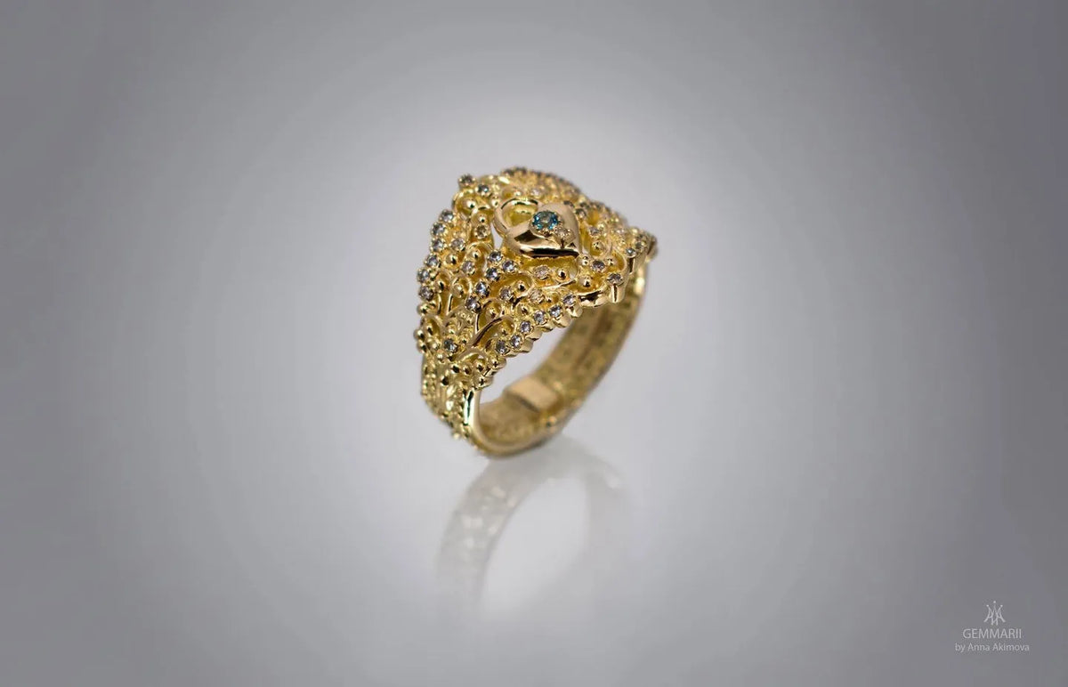 3D-model: Ring med tæt, skulpturel struktur