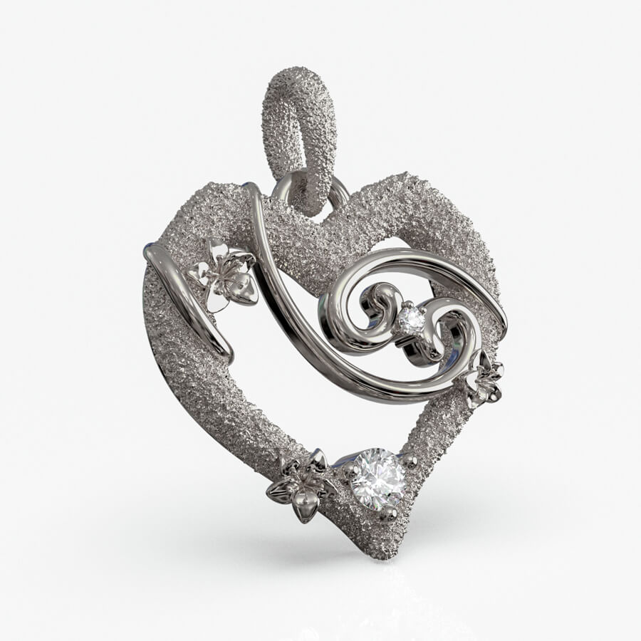Krebsen stjernetegnsvedhæng i 925 sterlingsølv med diamant, hjerteformet design, produktfoto