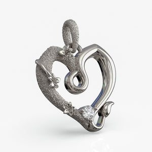 Løven stjernetegnsvedhæng i 925 sterlingsølv med diamant, hjerteformet design, produktfoto