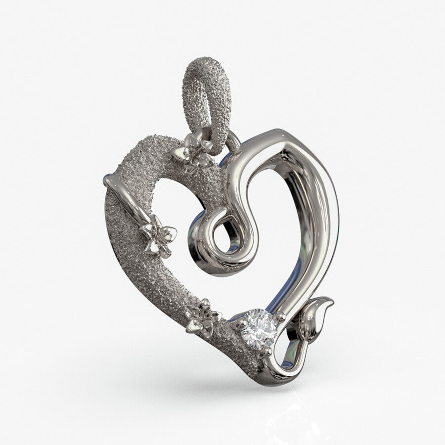 Løven stjernetegnsvedhæng i 925 sterlingsølv med diamant, hjerteformet design, produktfoto