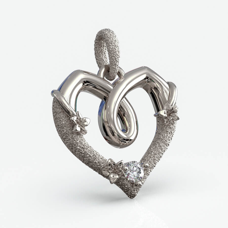 Vædderen stjernetegnsvedhæng i 925 sterlingsølv med diamant, hjerteformet design, produktfoto