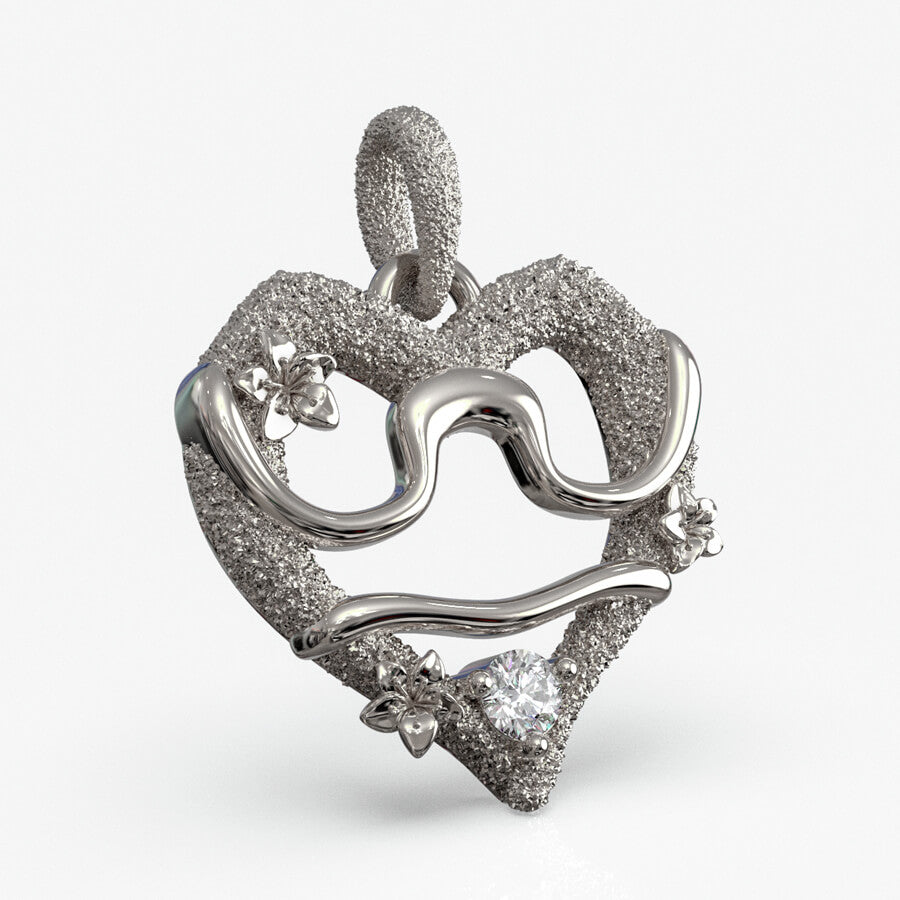 Vægten stjernetegnsvedhæng i 925 sterlingsølv med diamant, hjerteformet design, produktfoto